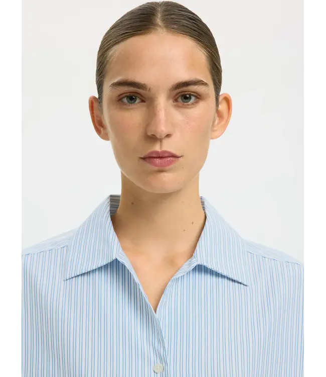 Selected Femme Ester Oversize 3/4 Shirt Malibu Stripe