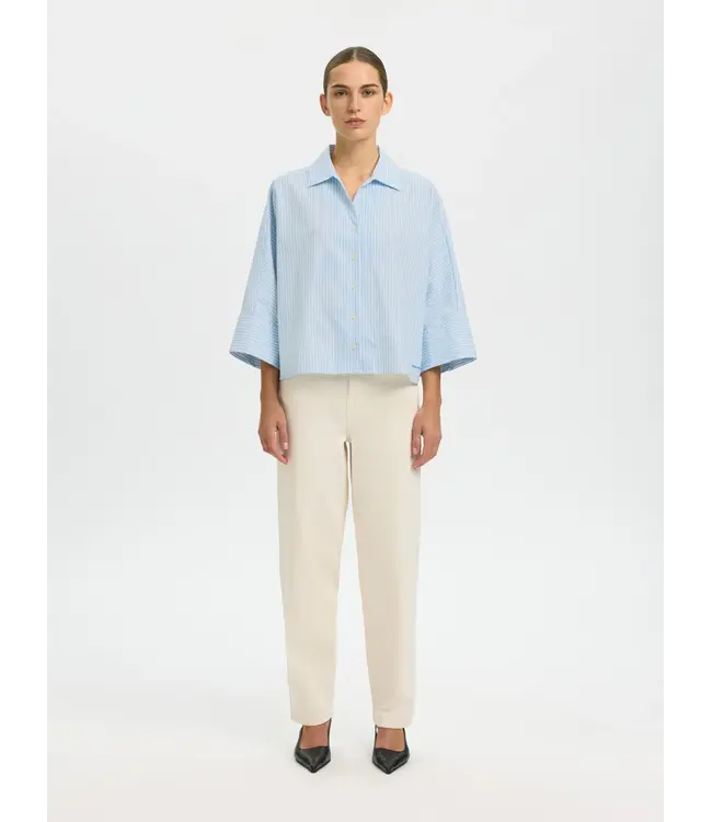 Selected Femme Ester Oversize 3/4 Shirt Malibu Stripe