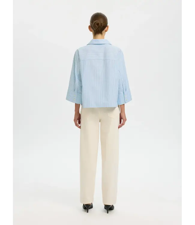 Selected Femme Ester Oversize 3/4 Shirt Malibu Stripe