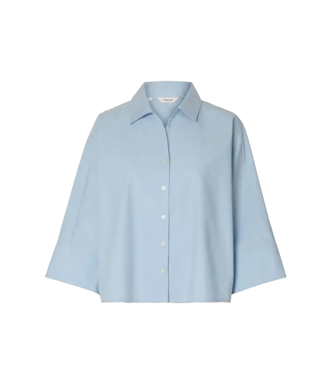 Selected Femme Ester Oversize 3/4 Shirt Cashmere Blue