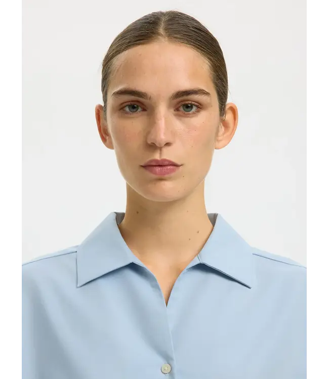 Selected Femme Ester Oversize 3/4 Shirt Cashmere Blue