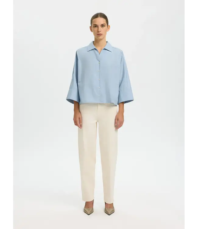 Selected Femme Ester Oversize 3/4 Shirt Cashmere Blue