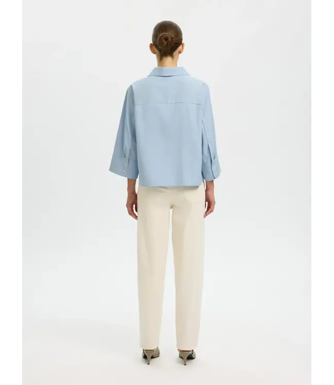 Selected Femme Ester Oversize 3/4 Shirt Cashmere Blue