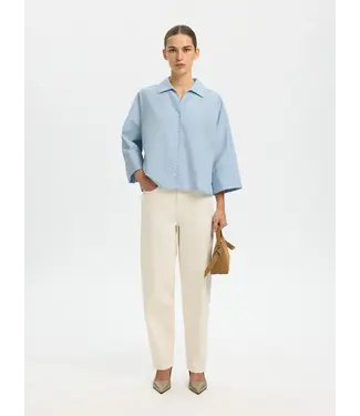 Selected Femme Ester Oversize 3/4 Shirt Cashmere Blue