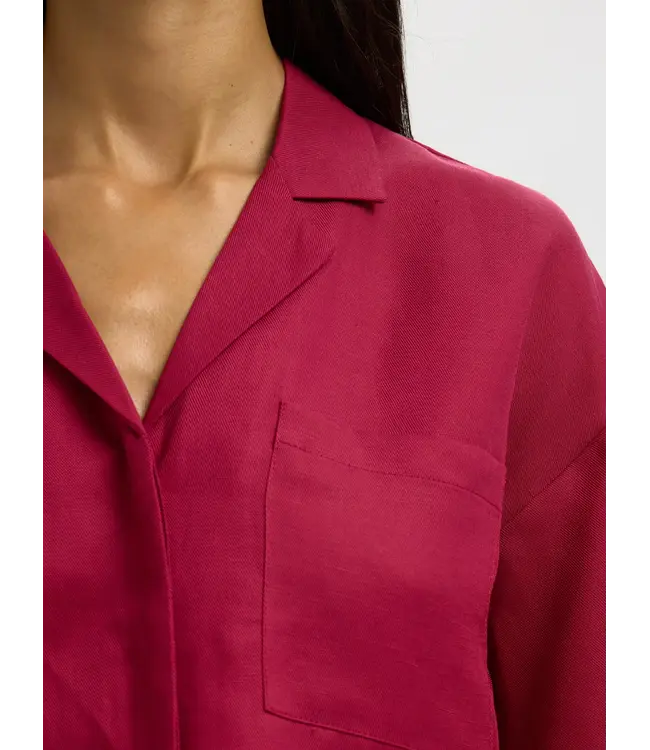 Selected Femme Lyra 2/4 Boxy Linen Blend Shirt Anemone