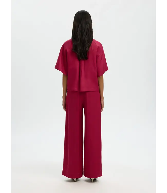 Selected Femme Lyra 2/4 Boxy Linen Blend Shirt Anemone