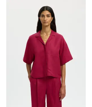 Selected Femme Lyra 2/4 Boxy Linen Blend Shirt Anemone