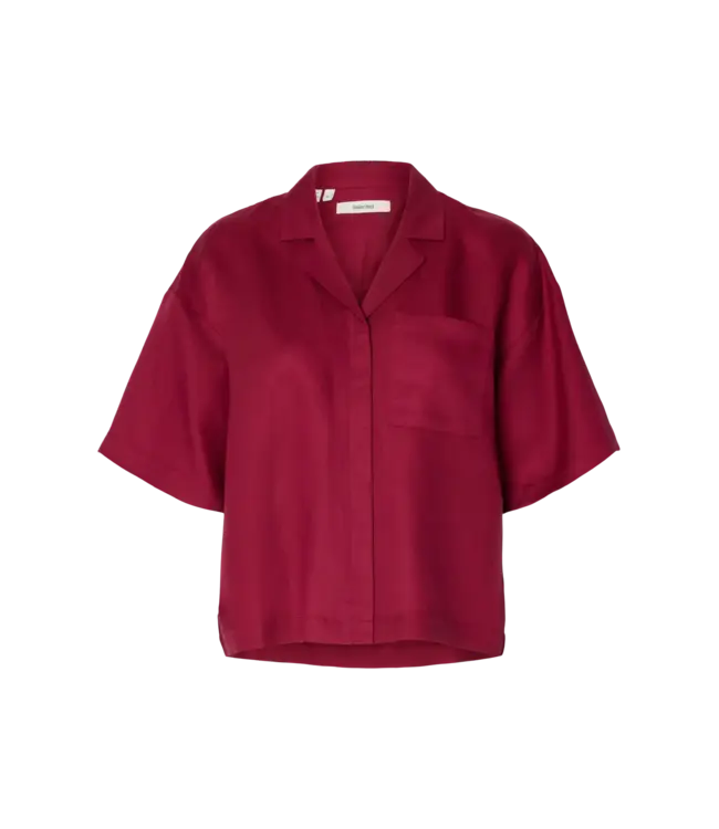 Selected Femme Lyra 2/4 Boxy Linen Blend Shirt Anemone