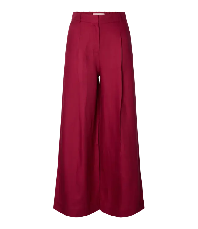 Selected Femme Lyra Wide Linen Pants Anemone
