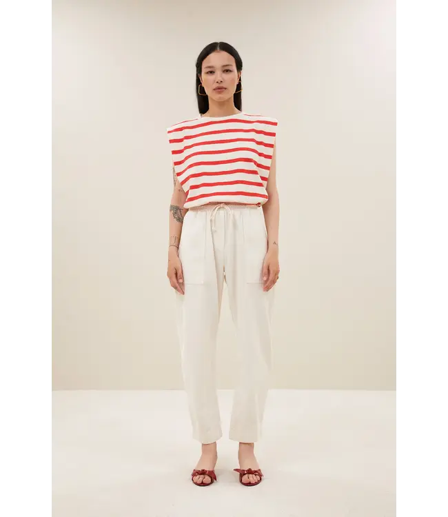 By Bar Diede Stripe Top Poppy Red