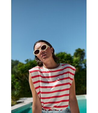 By Bar Diede Stripe Top Poppy Red