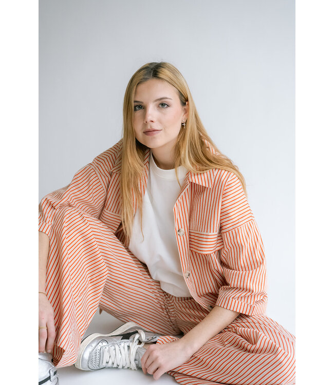 Held Antwerp Marble Blouse Rust Beige Stripe