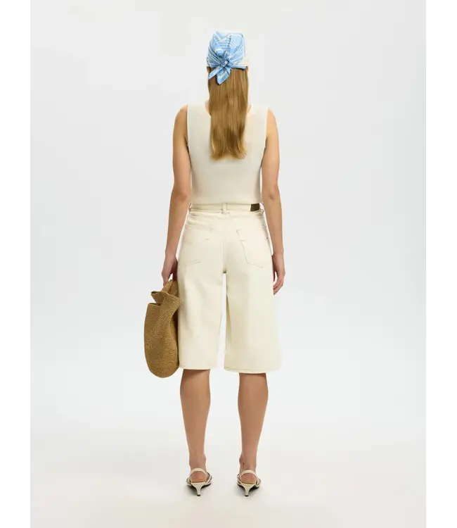 Selected Femme Tenna Bermuda Denim Shorts Egret