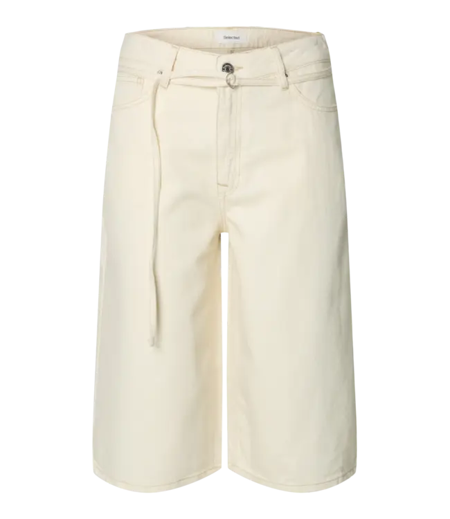 Selected Femme Tenna Bermuda Denim Shorts Egret