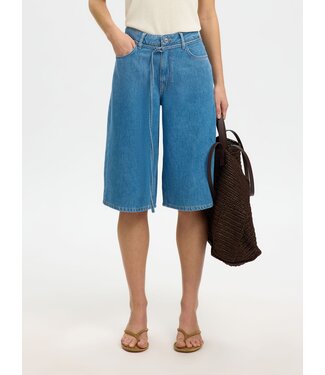 Selected Femme Tenna Bermuda Denim Shorts Blue