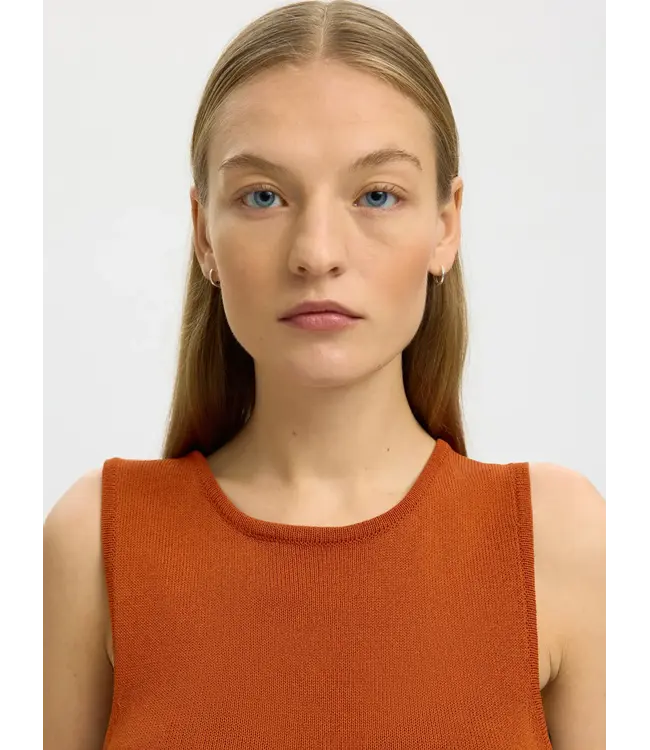 Selected Femme Moon Sus Knit Top Potters Clay