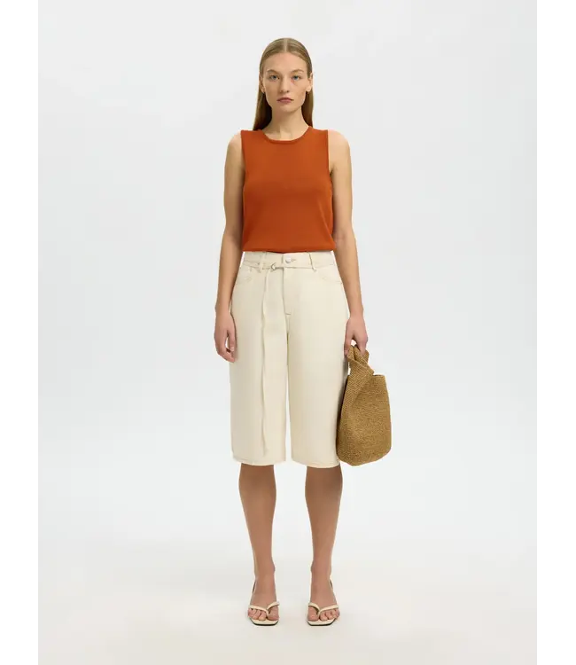 Selected Femme Moon Sus Knit Top Potters Clay