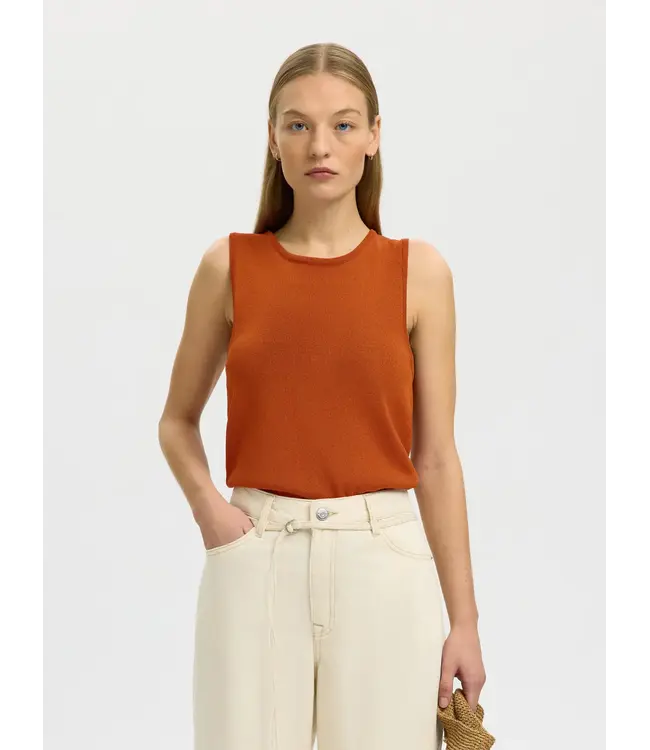 Selected Femme Moon Sus Knit Top Potters Clay