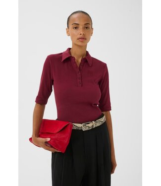 Gestuz Drew Polo Top Cabernet