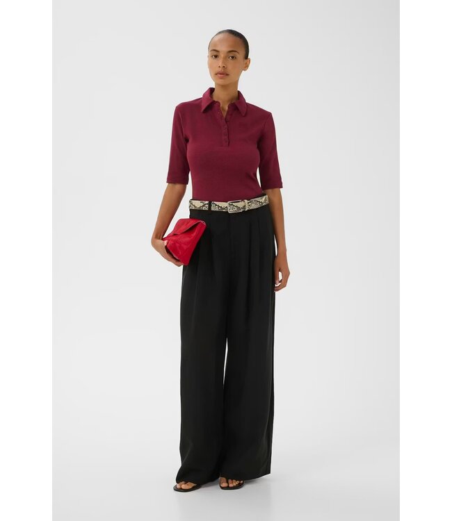 Gestuz Drew Polo Top Cabernet