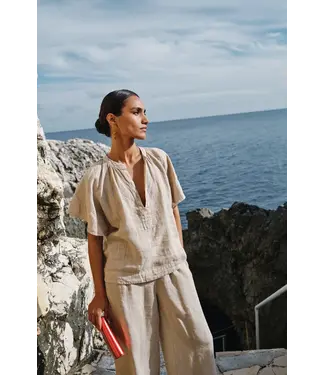 By Bar Vina Linen Blouse Biscuit