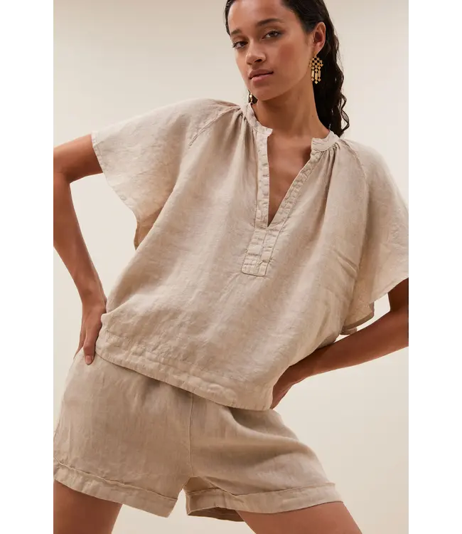 By Bar Vina Linen Blouse Biscuit