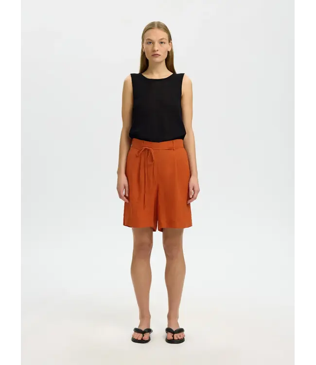 Selected Femme Linna Linen Short Potters Clay