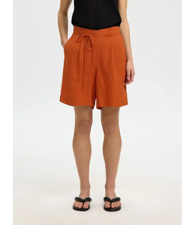 Selected Femme Linna Linen Short Potters Clay