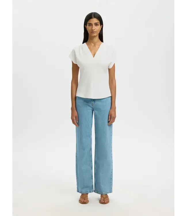 Selected Femme Tenny V-neck Gathered Top