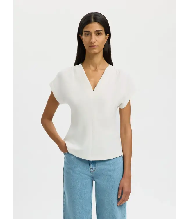 Selected Femme Tenny V-neck Gathered Top
