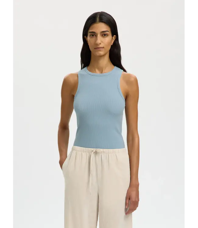 Selected Femme Wanna U-neck Tank Top Dusty Blue