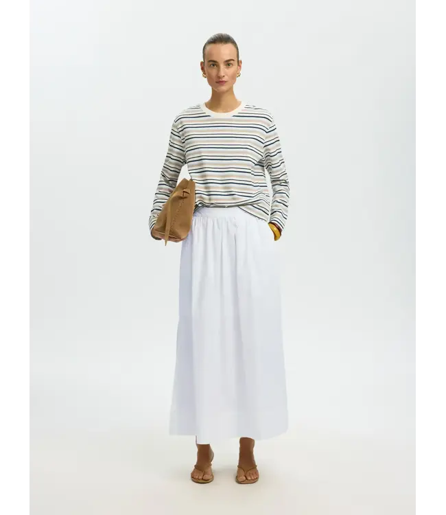 Selected Femme Blair Hw Ankle Skirt White