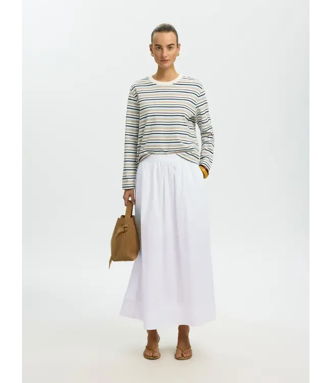 Selected Femme Blair Hw Ankle Skirt White