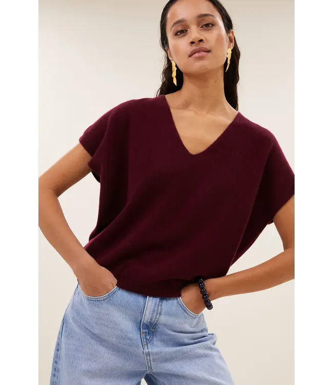 By Bar Sil V-neck pullover Wine