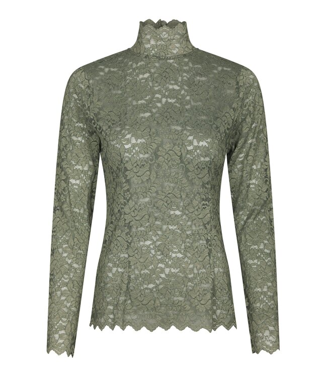 Neo Noir Liza Laceflower Blouse Cold Army