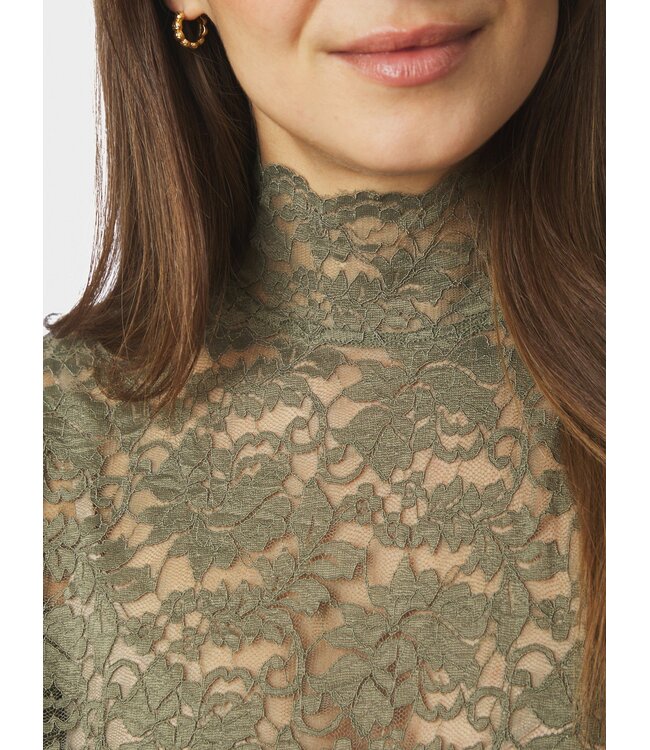 Neo Noir Liza Laceflower Blouse Cold Army