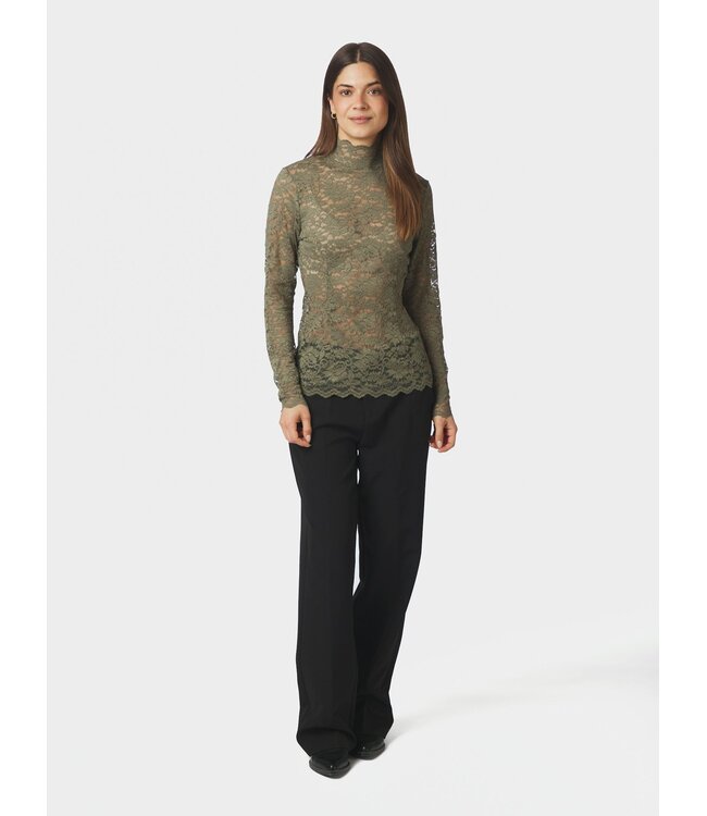 Neo Noir Liza Laceflower Blouse Cold Army