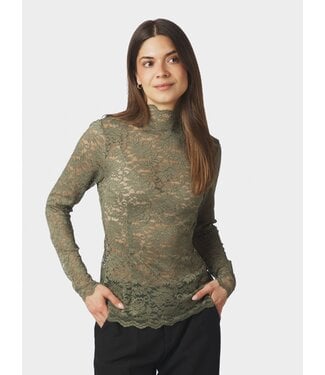Neo Noir Liza Laceflower Blouse Cold Army