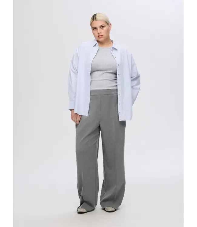 Selected Femme Emma Tara MW Wide Pants Medium Grey Melange