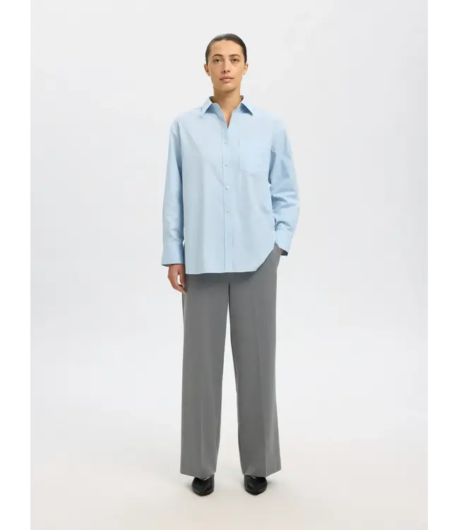 Selected Femme Emma Tara MW Wide Pants Medium Grey Melange
