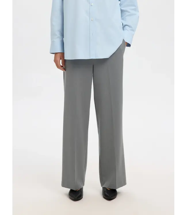 Selected Femme Emma Tara MW Wide Pants Medium Grey Melange