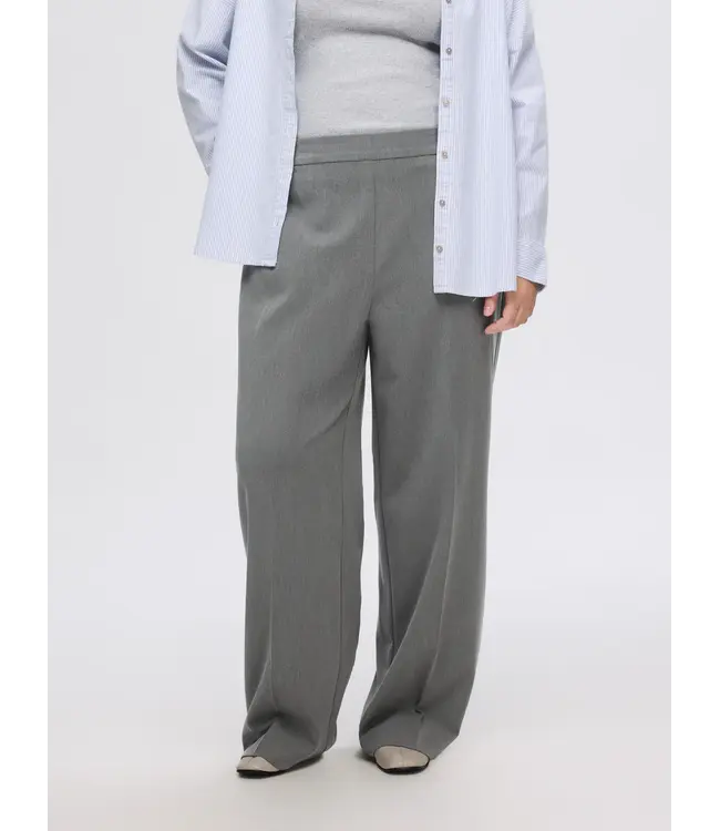 Selected Femme Emma Tara MW Wide Pants Medium Grey Melange