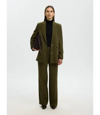 Selected Femme Rita Wide Pants Fir Green Melange