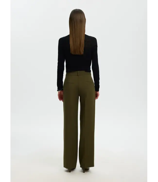 Selected Femme Rita Wide Pants Fir Green Melange