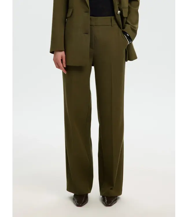 Selected Femme Rita Wide Pants Fir Green Melange