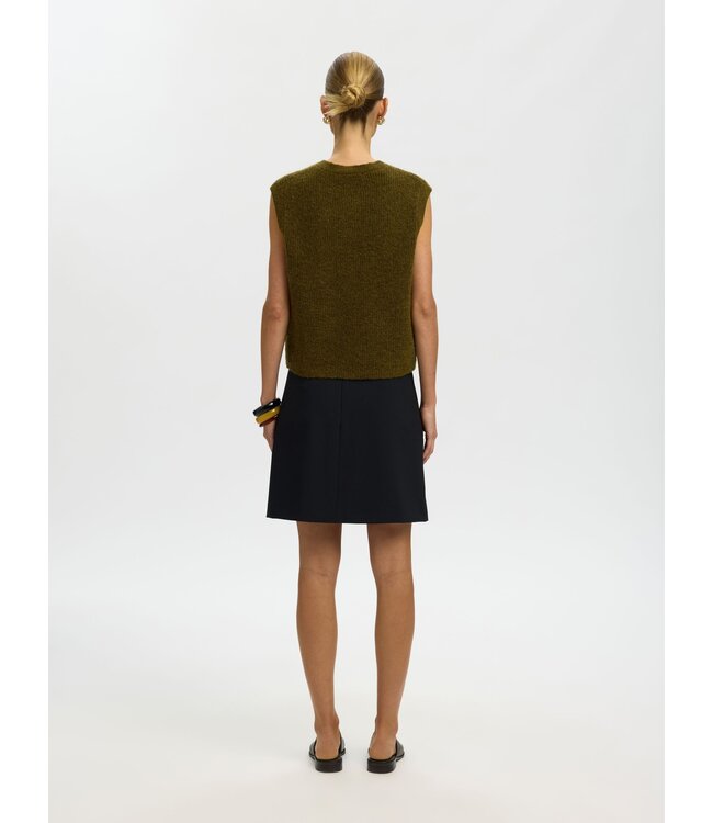 Selected Femme Lulu Button O-neck Knit Vest Fir Green