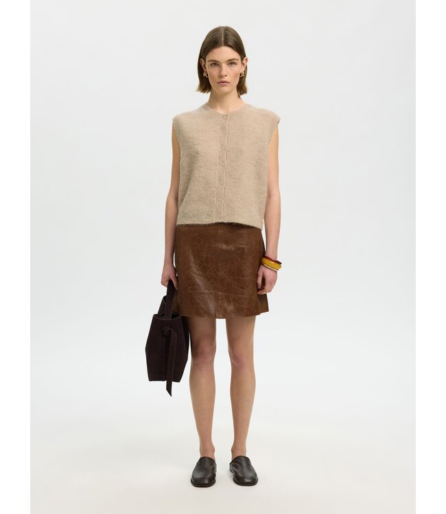 Selected Femme Lulu Button O-neck Knit Vest Bich Melange