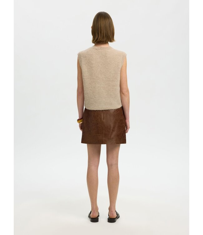 Selected Femme Lulu Button O-neck Knit Vest Bich Melange