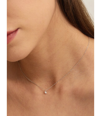 Romee Silver Extra Fine Chain Strass necklace