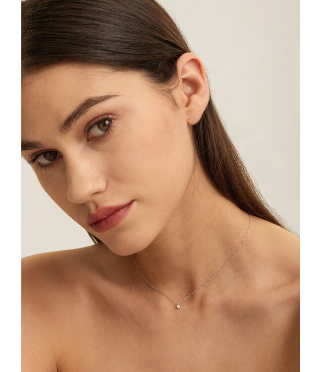 Romee Silver Extra Fine Chain Strass necklace